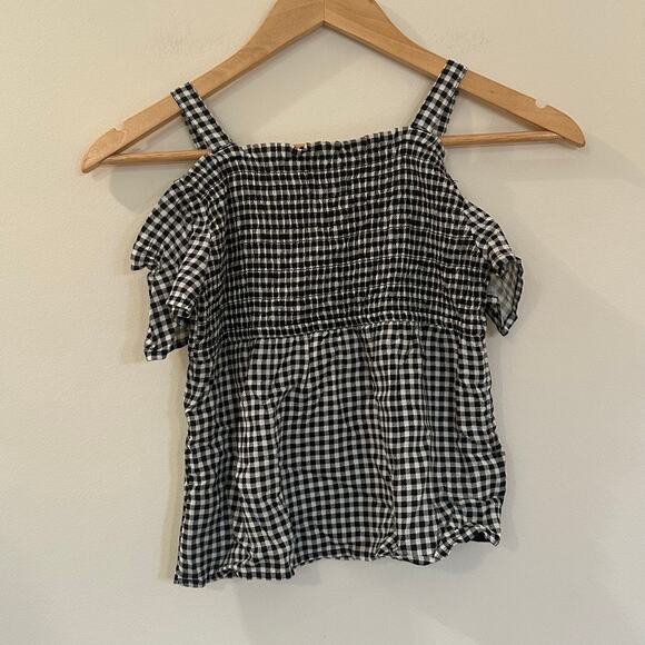 New Abercrombie Kids Gingham Print Top sz 9-10 Short Sleeve Shirt - Picture 4 of 4